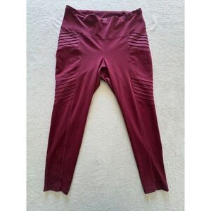 Old Navy Active Burgundy Ribbed Moto Leggings Womens XL GO DRY